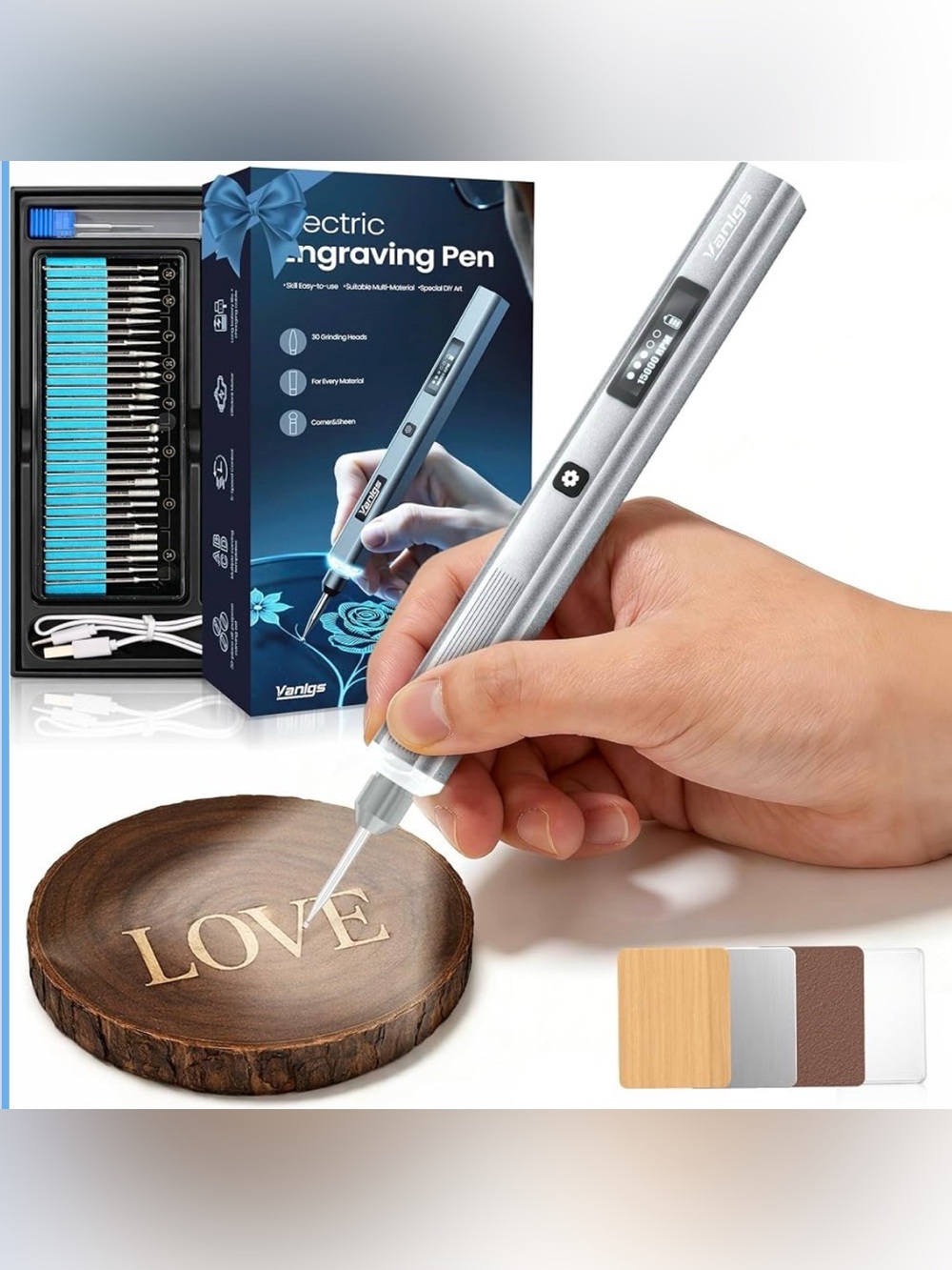 Rechargeable Engraving Pen Kit – 31 Bits – 5 Speeds – LED Light